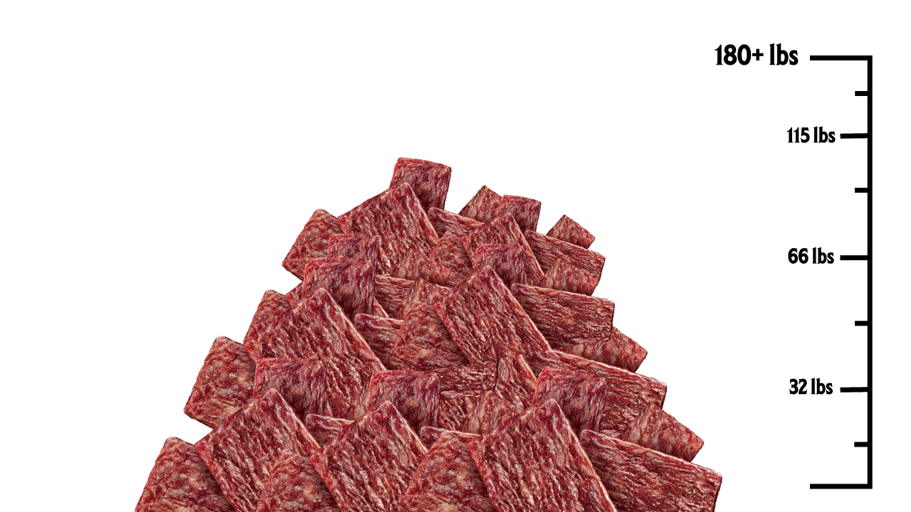 Meat Mountain of Big Chief Jerky for the Calgary Food Bank